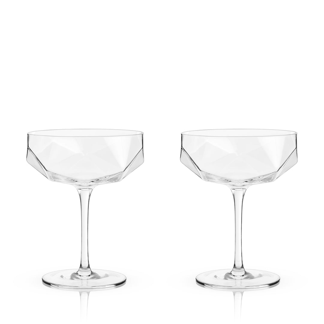 Seneca Faceted Coupe Glasses Set of 2